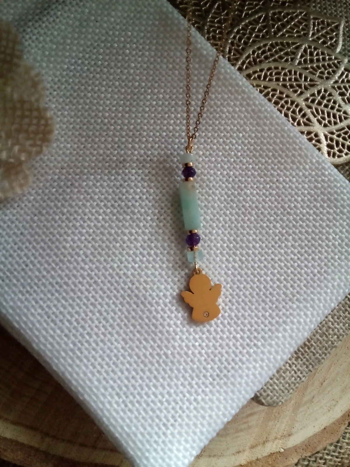 Collier ange et pierres semi précieuses – photo 2